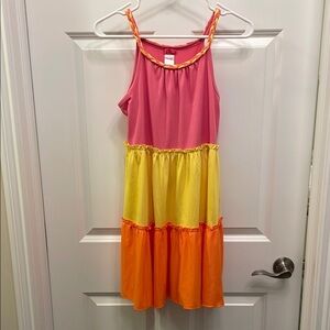 Zunie Girls Tiered Sundress- Pink, Yellow, and  Orange, EUC,